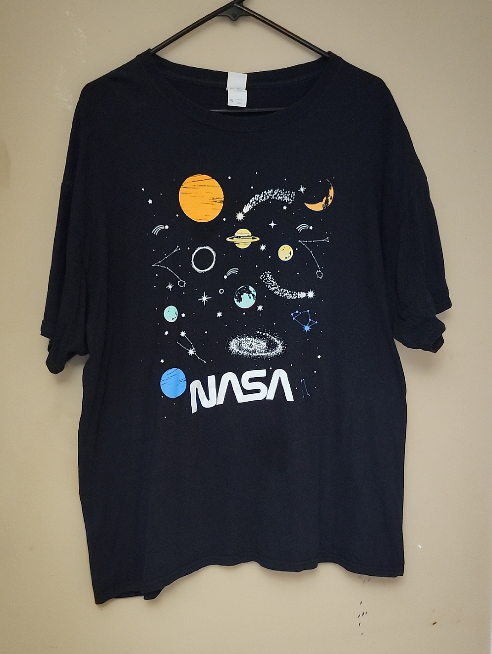 NASA Black Space Graphic Tee with Colorful Planets